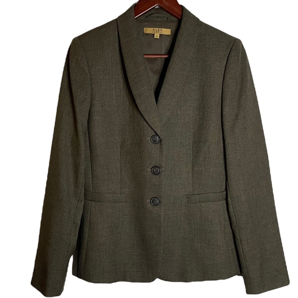 Alex Marie Dark Brown Montana Jacket Blazer Wrinkle Free Shawl Lapel 3 Button 8